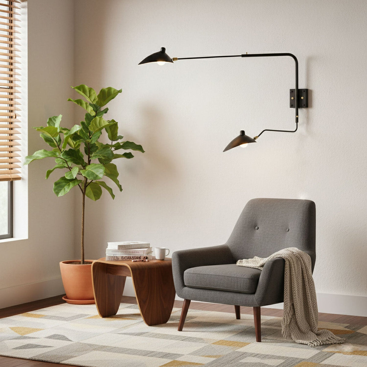 Adjustable Steel Wall Light 1-Head / 2-Head 60-140 cm Modern Design Metal Brass Chrome E26/E27 Socket Adjustable Shade Directional Light Interior | Sansoti