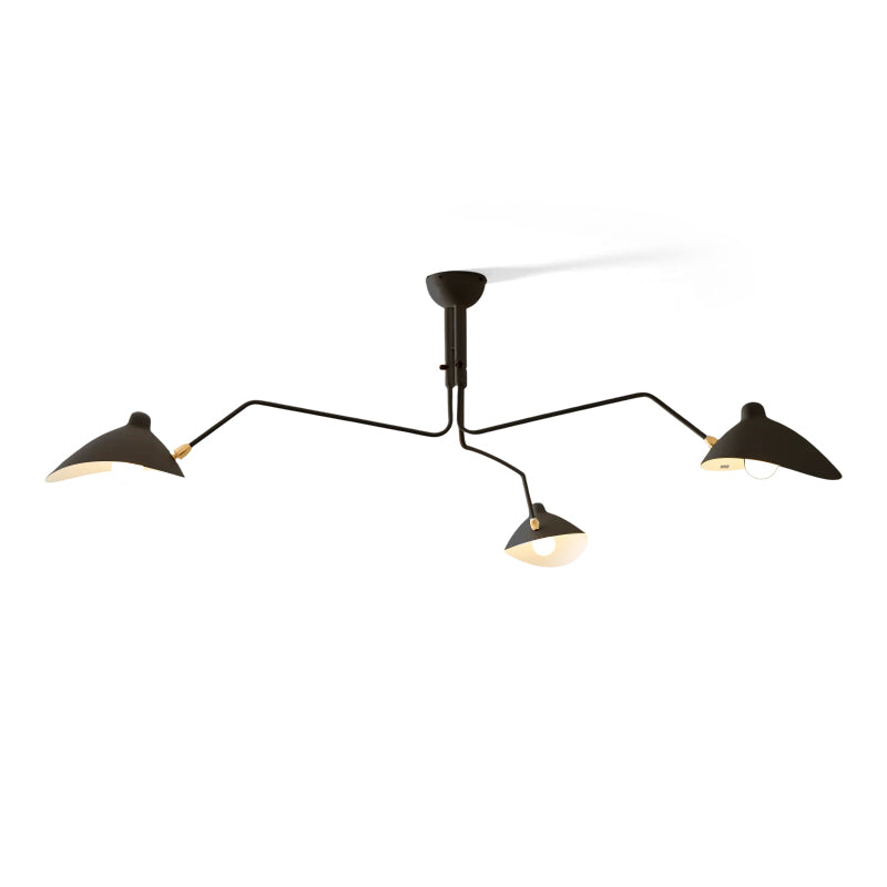 Spider Ceiling Lamp 3 Arms Mid-Century Modern Brass Adjustable Black White Large Space Restaurant Loft Steel Fixture Inspired Design | Sansoti