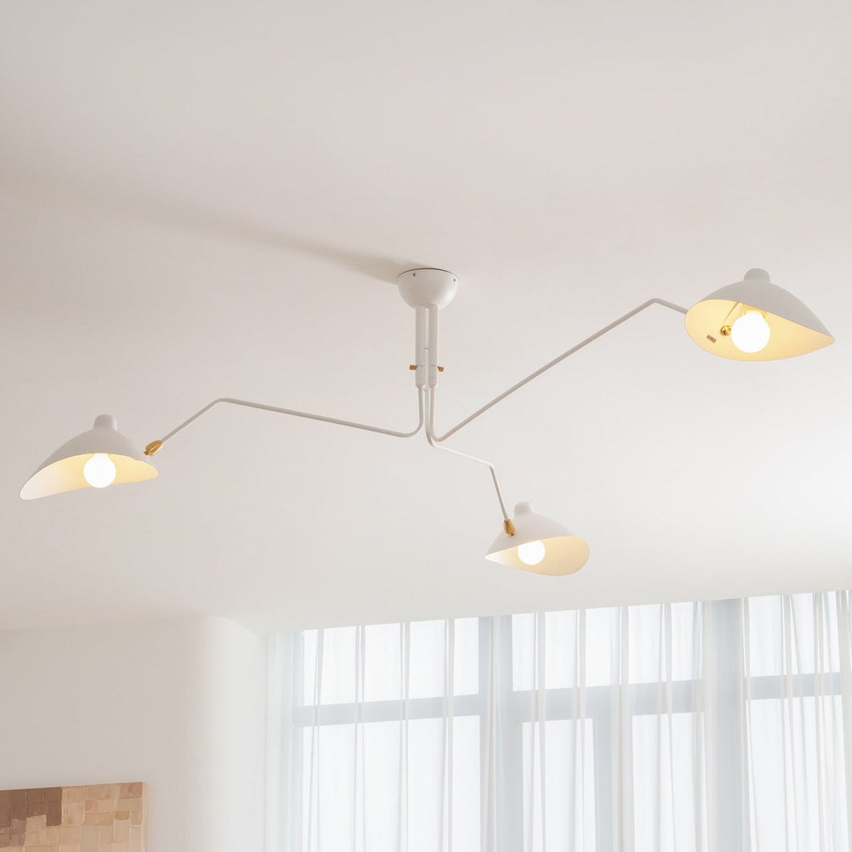 Adjustable Multi-Arm Spider Ceiling Lamp Industrial Design Brass Details Black White Scandinavian Modern | Sansoti