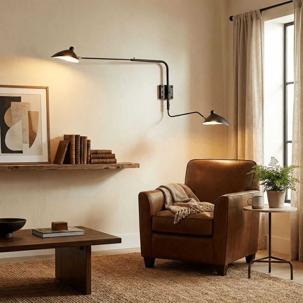 Adjustable Steel Wall Light 1-Head / 2-Head 60-140 cm Modern Design Metal Brass Chrome E26/E27 Socket Adjustable Shade Directional Light Interior | Sansoti