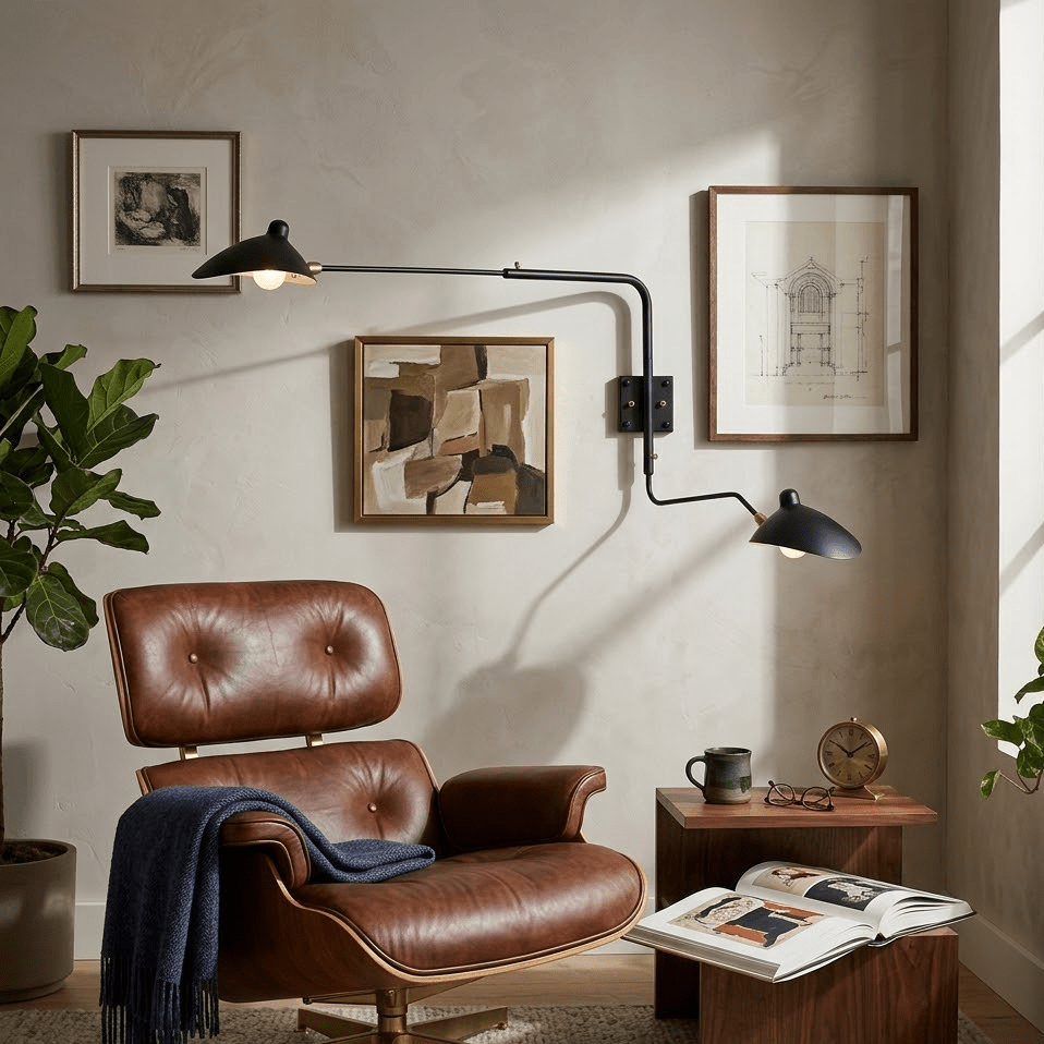 Adjustable Steel Wall Light 1-Head / 2-Head 60-140 cm Modern Design Metal Brass Chrome E26/E27 Socket Adjustable Shade Directional Light Interior | Sansoti