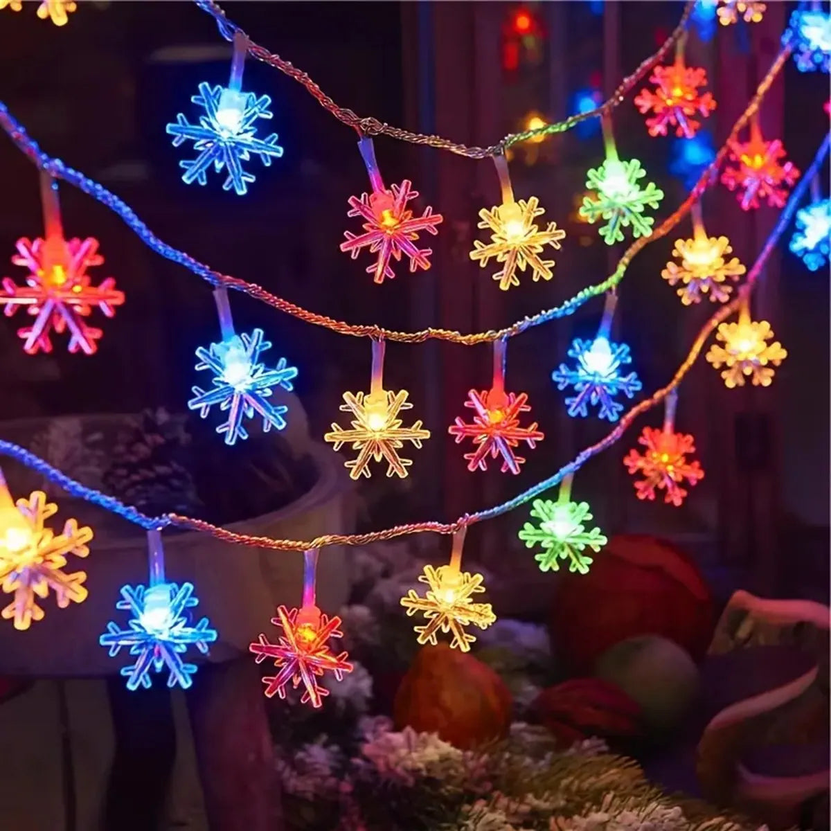 Snowflake String Lights LED Christmas Lighting Indoor Outdoor Ambient Light Garden Party Decoration Winter Atmosphere Christmas Tree | Sansoti
