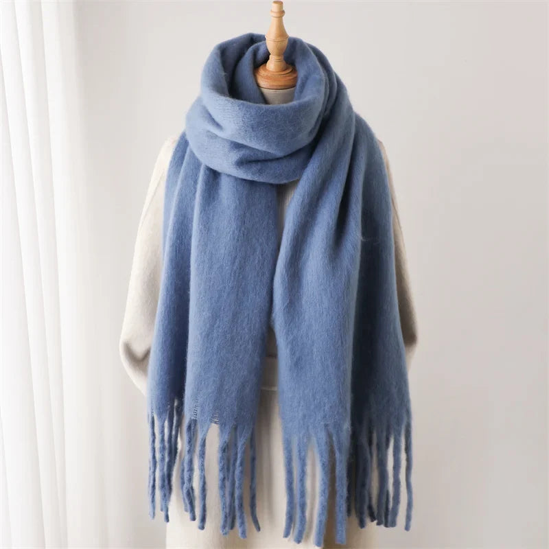 Wintersjaal Viscose Polyester 240x38cm met Grote Kwasten Warm Winteraccessoire Omslagdoek Dames 6 Kleuren | Sansoti