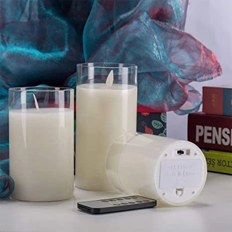 LED Candle Set of 3 Pieces Flameless Candles with Timer and Remote Control Realistic Flicker | Sansoti