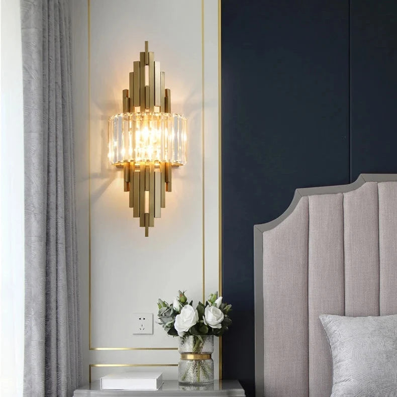 Crystal Wall Lamp Layered Rods Gold Modern Design Light Refraction Wall Lighting Luxurious Interior Atmospheric | Sansoti