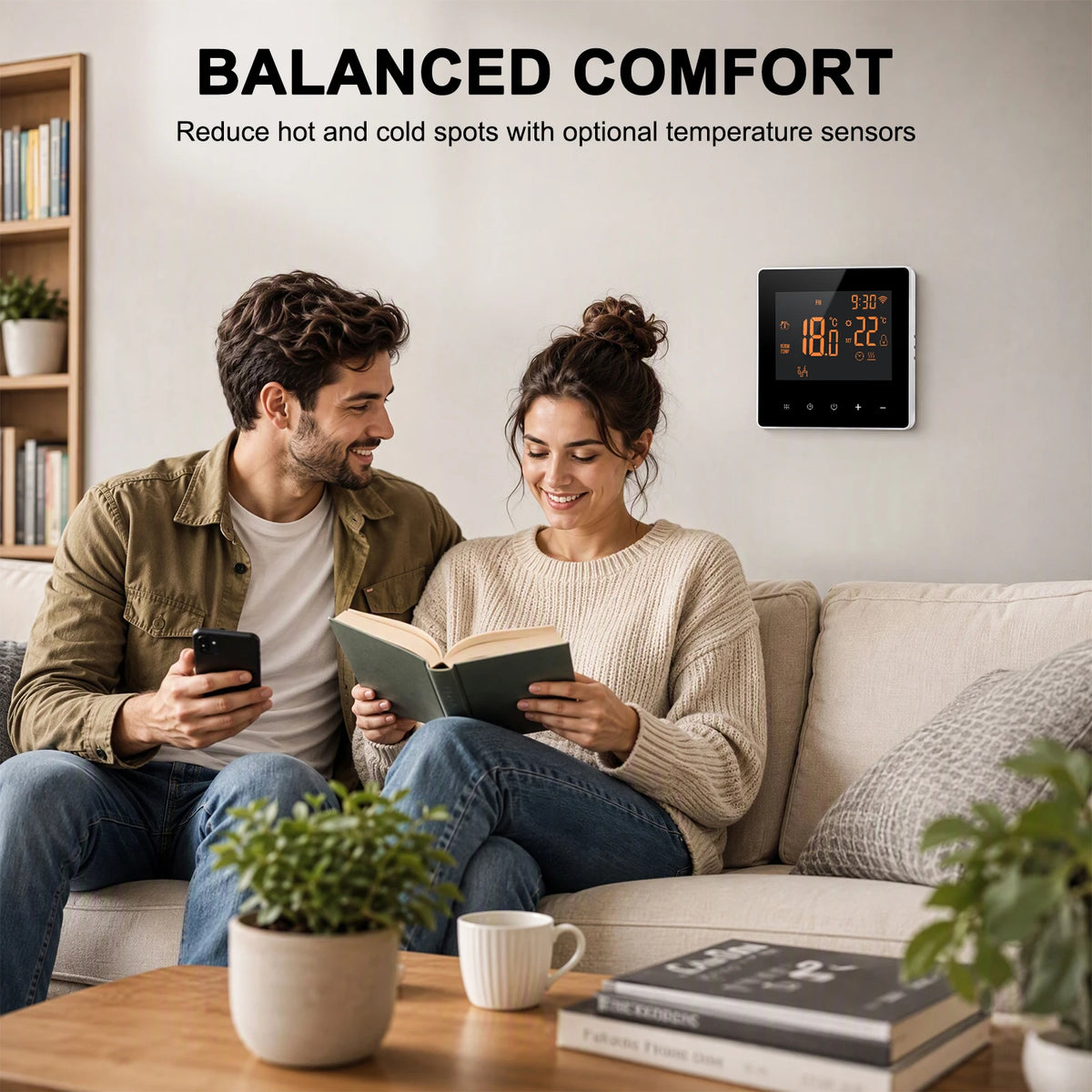 Slimme WiFi Thermostaat 16A Vloerverwarming met Touchscreen Temperatuurregelaar App Bediening Digitaal | Sansoti