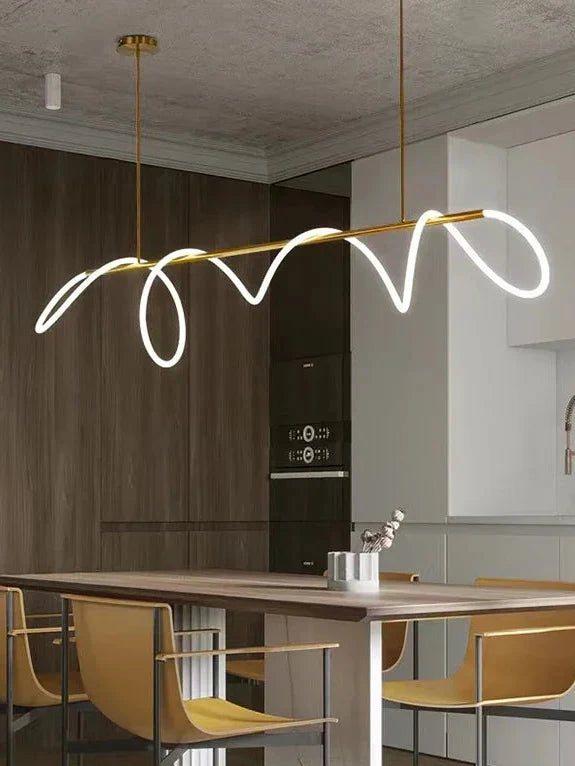 Lineaire Hanglamp LED Aluminium Zwart Goud 80-150cm Modern Design Eetkamer Slaapkamer Woonkamer Verlichting | Sansoti