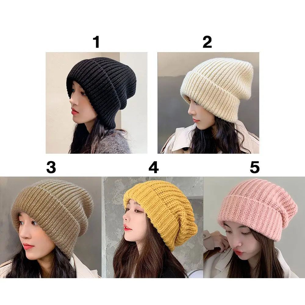 Gestrickte Baumwollmütze Unisex Beanie Winterkopfbedeckung Hip-Hop Streetwear Wärme Einfarbig Skatewear | Sansoti