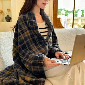 Plaid réversible à carreaux en polyester aspect cachemire, couverture douce pour canapé, lit, voyages, écharpe, automne, hiver, maison | Sansoti