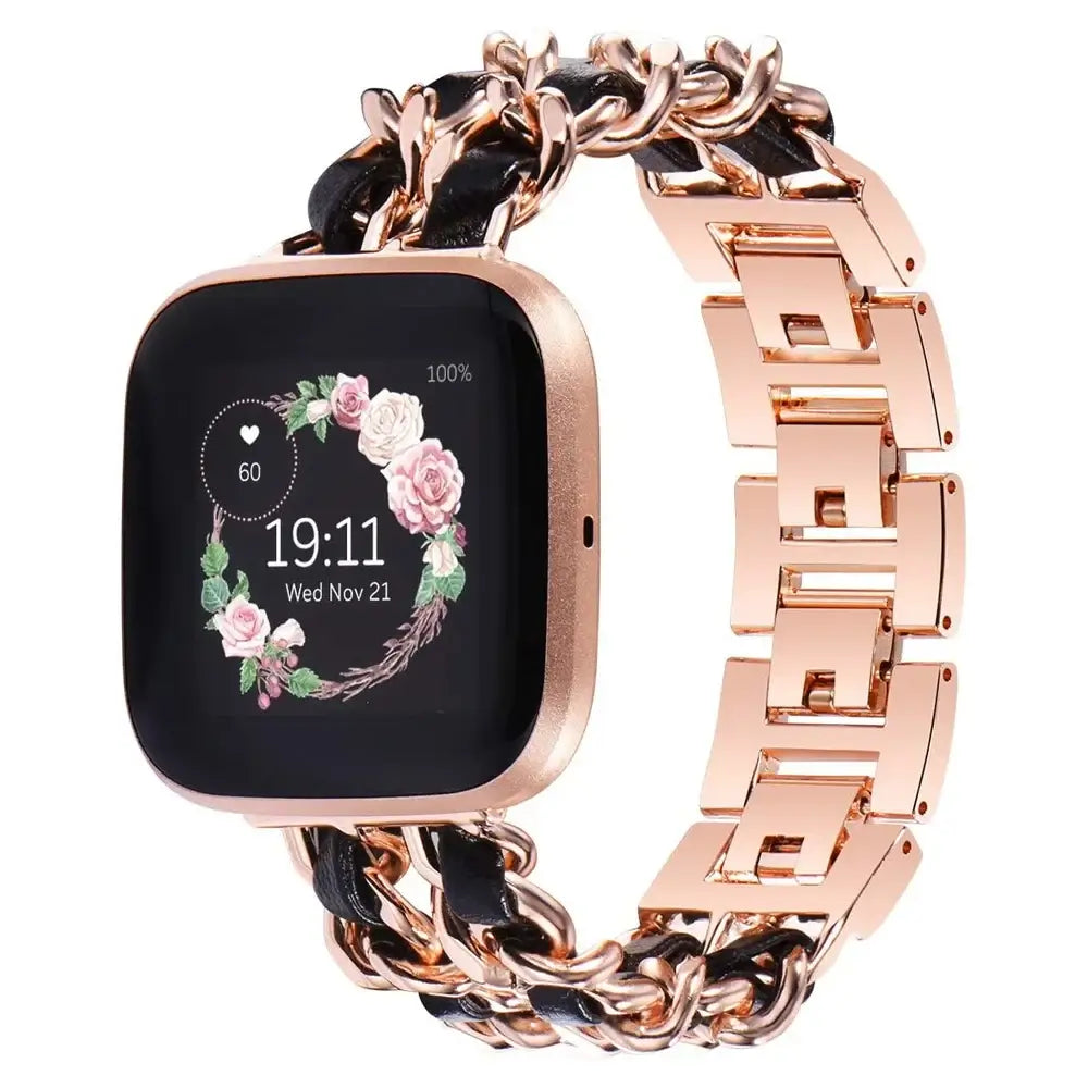 Leather Metal Smartwatch Band with Adjustable Closure Universally Compatible for Fitness Sports Watches | Sansoti