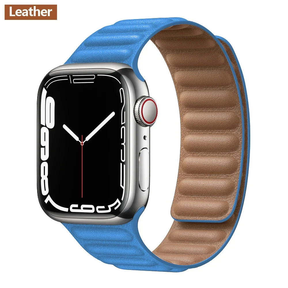 Leather Watch Band with Magnetic Closure 38-49mm Adjustable Smartwatch Accessory Wristband Stylish | Sansoti