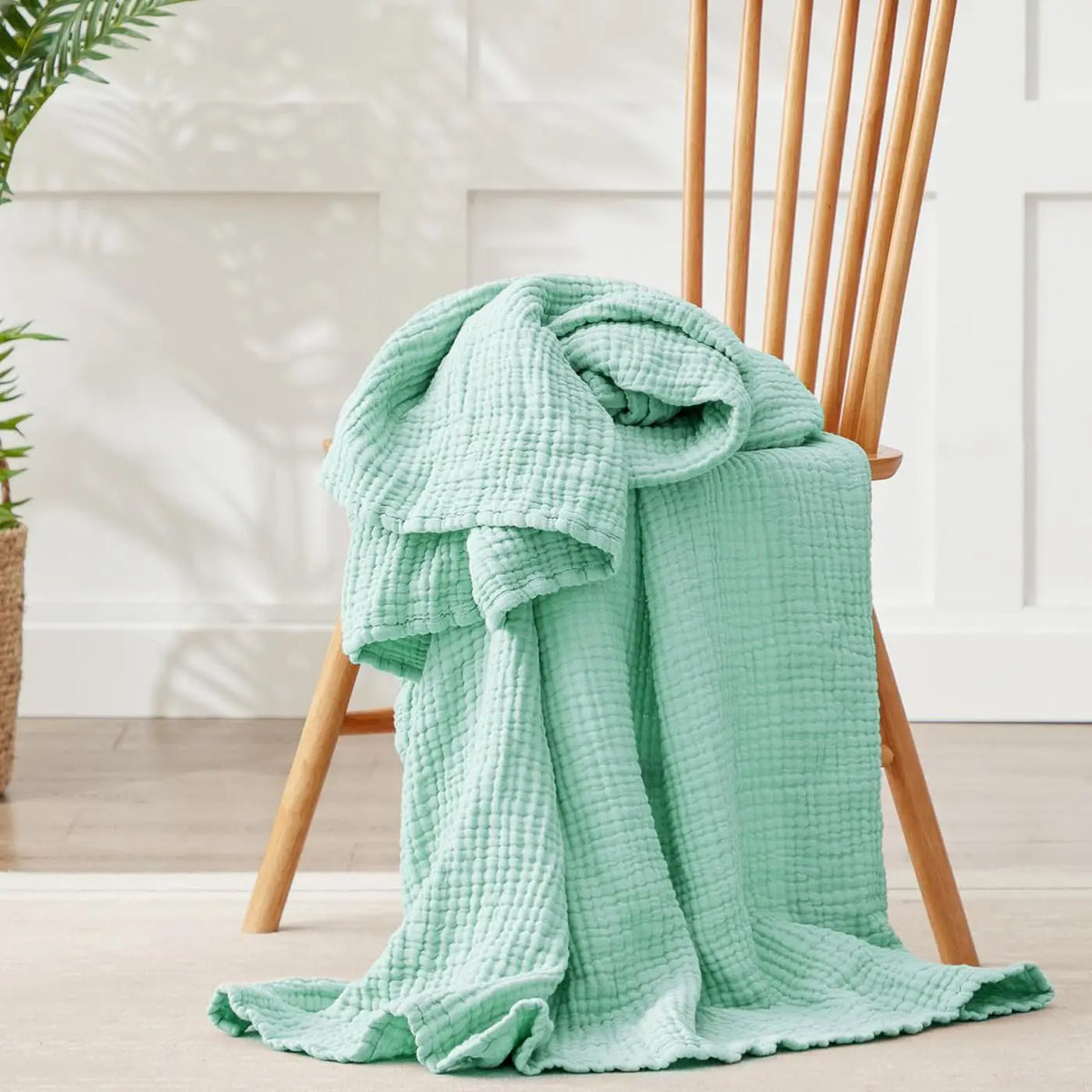 Muslin Throw Six-Layer Cotton Blanket Soft Breathable 198x229cm Bed Sofa Living Room Year-Round Comfort Warmth | Sansoti