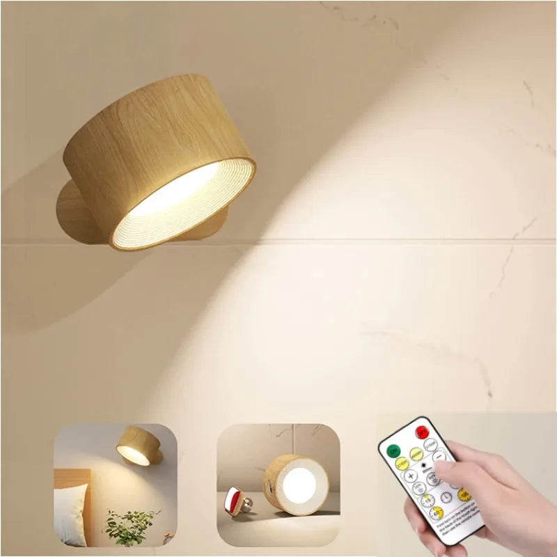 Magnetic Wall Light, Wirelessly Rechargeable, with Remote Control, 360° Rotatable, Dimmable LED Cylinder Mood Light | Sansoti