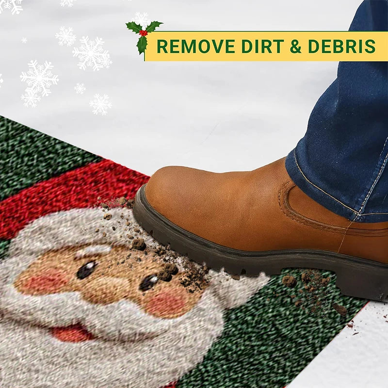 Kerstmat Deurkleed 40x60cm Antislip Feestelijke Entree Decor Kerstman Sneeuwpop Winter Seizoen Deurmat | Sansoti