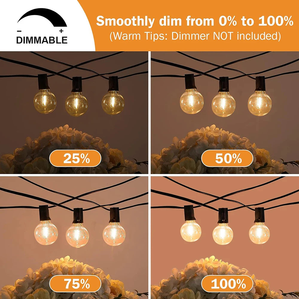 G40 LED String Lights Garden Lighting Warm White 9-26m Party Lighting Outdoor Ambient Lights Patio Garden | Sansoti