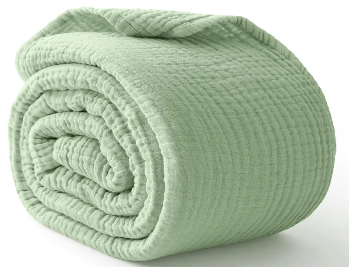Muslin Throw Six-Layer Cotton Blanket Soft Breathable 198x229cm Bed Sofa Living Room Year-Round Comfort Warmth | Sansoti