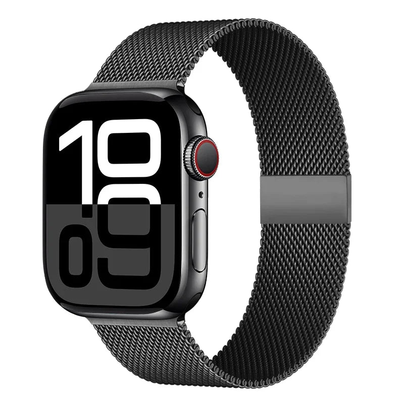 Mediolański pasek do zegarka z siatki ze stali nierdzewnej, regulowany, z magnetycznym zapięciem, do smartwatcha 38–49 mm, akcesorium na nadgarstek | Sansoti