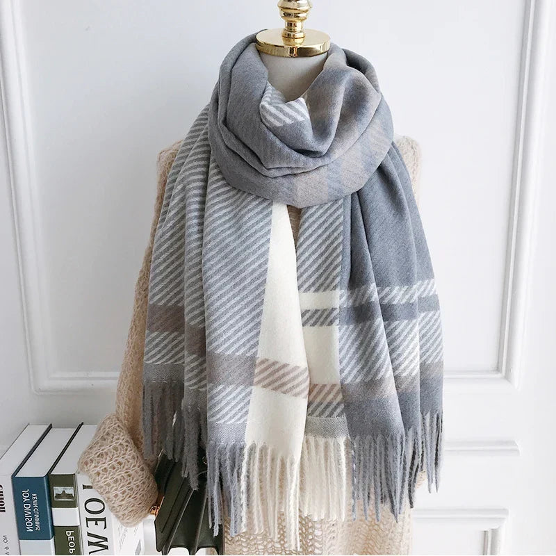 Plaid Winter Accessory Wrap Pashmina Scarf for Women and Men Rectangular Warm Autumn Winter Unisex Stylish | Sansoti