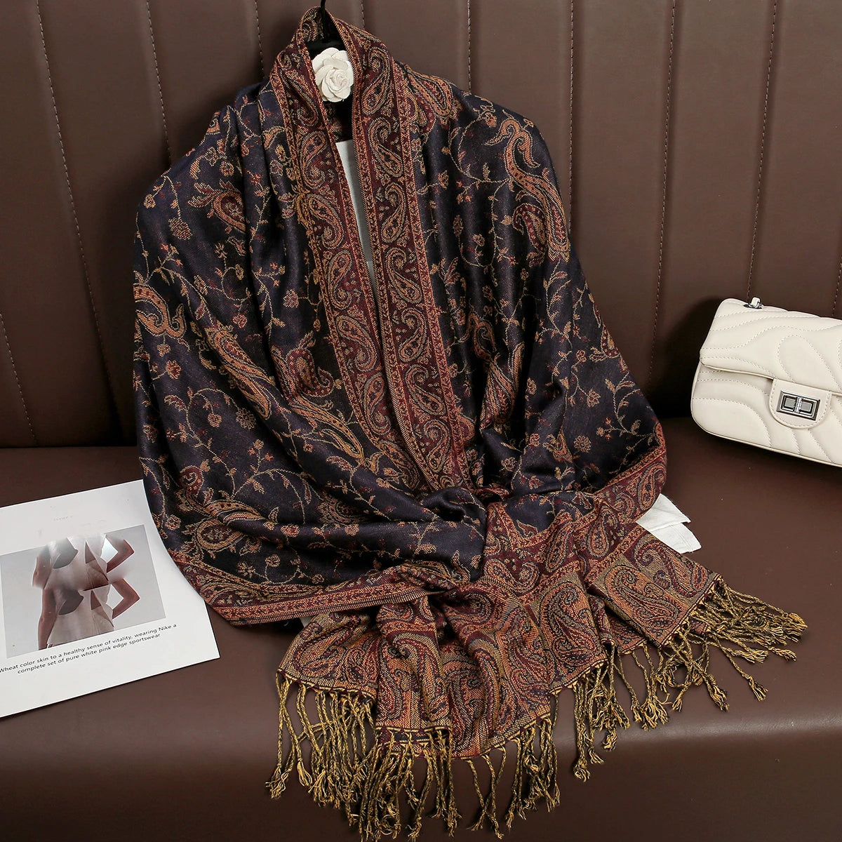 Pashmina Omslagdoek Kasjmier-look Dames 70x190cm Zachte Wintersjaal Vier Seizoenen Warm Foulard Elegante Sjaal | Sansoti