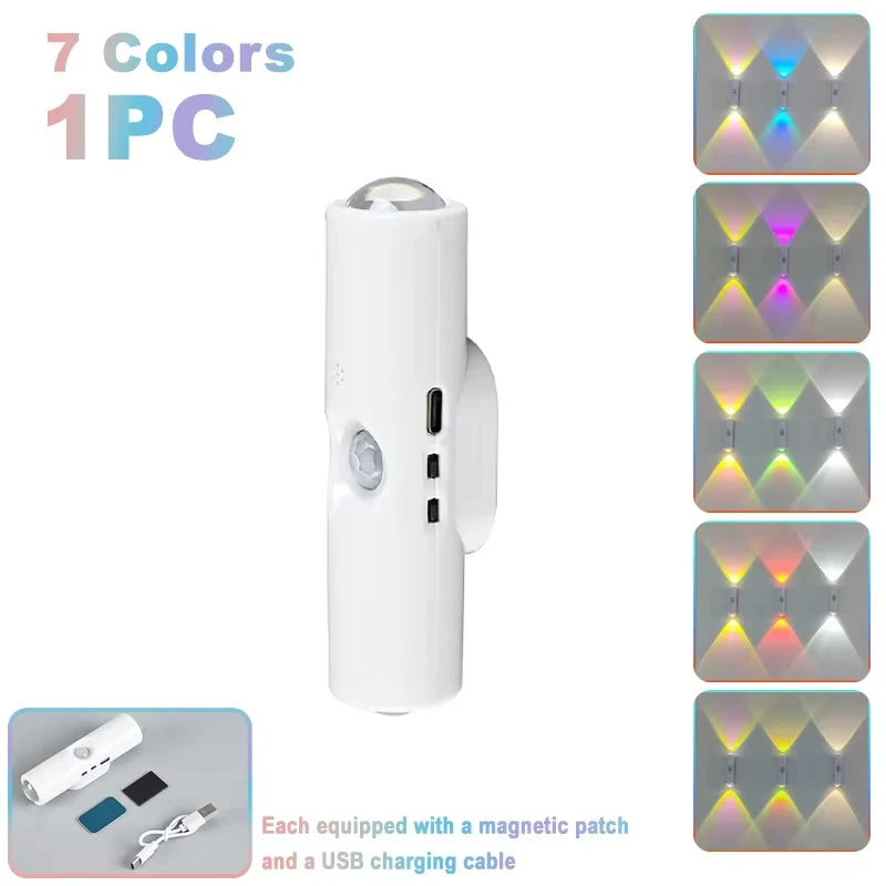 Oplaadbare Wandspot met Bewegingssensor RGB Nachtlampje Draadloos Magnetisch voor Slaapkamer Hal Kast | Sansoti