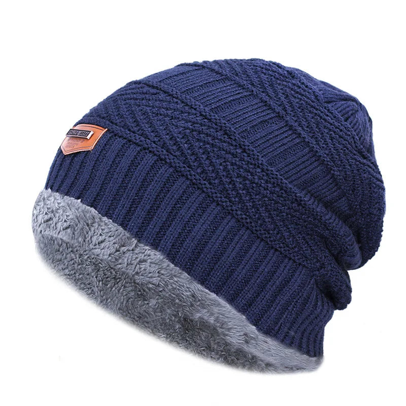 Knitted Winter Hat Windproof Thick Wool Warm Skullcap Unisex Adults Casual Outdoor Polyester Autumn | Sansoti