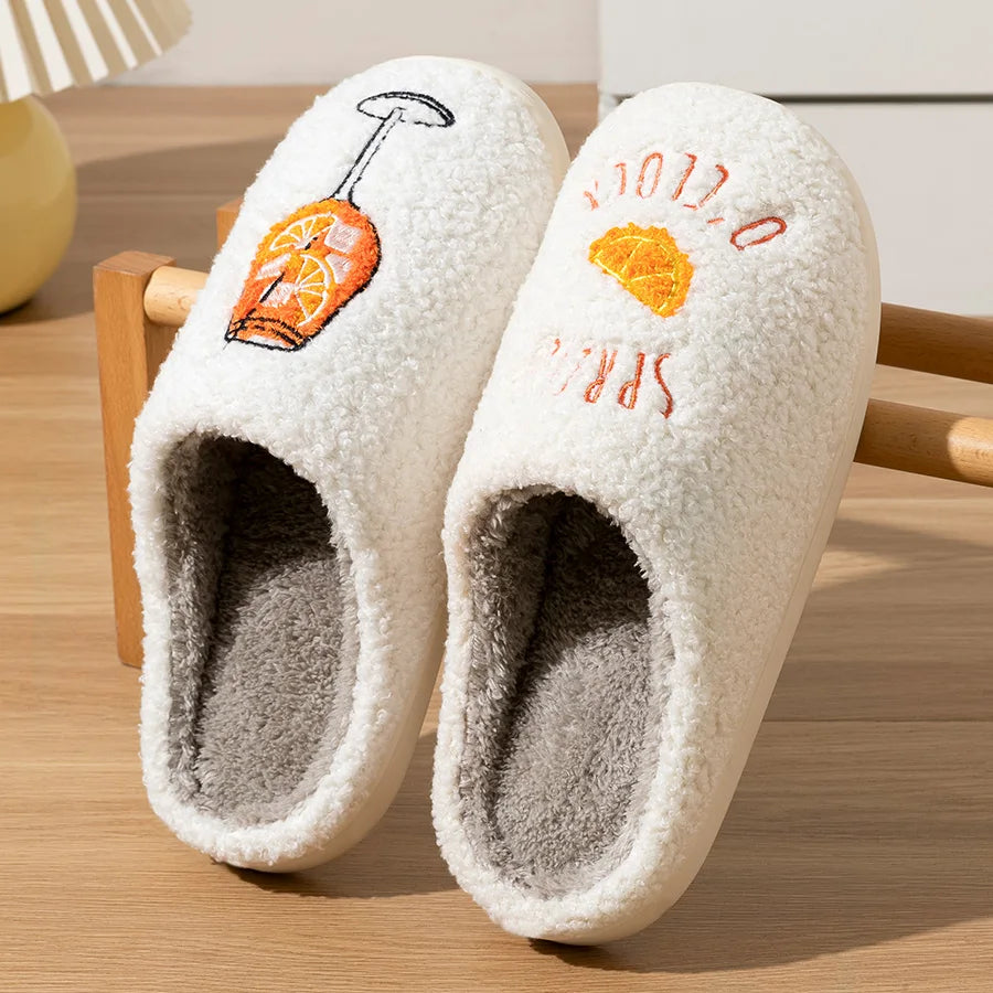 Weiche Damenhausschuhe mit Plüschfutter, rutschfester TPR-Sohle, bequeme Winterschuhe für drinnen | Sansoti