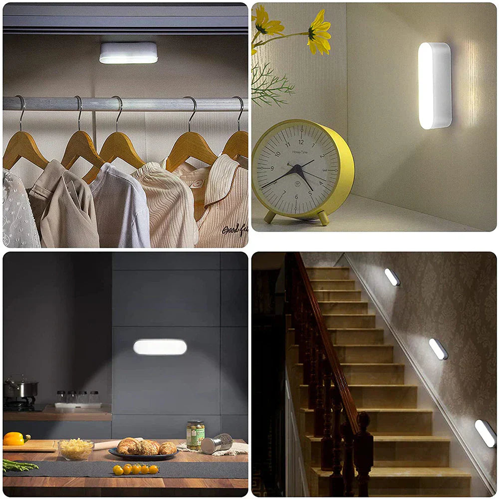 LED Wall Lamp Motion Sensor Rechargeable 14cm White Night Light Hallway Stairs USB Wireless Sensor Lamp Cabinet Lighting | Sansoti