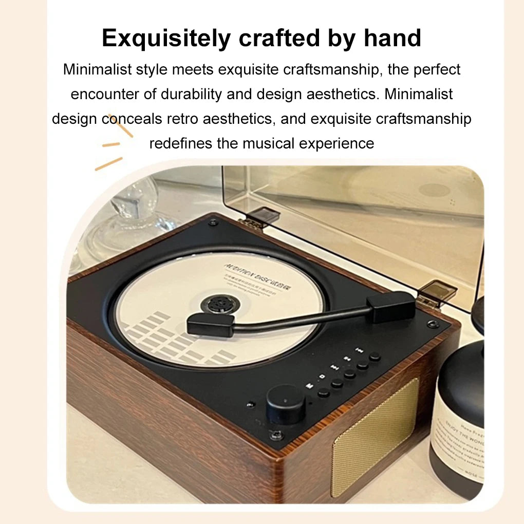 Retro CD player Bluetooth 5.1 portable wood USB AUX living room bedroom music player rechargeable remote control vintage | Sansoti