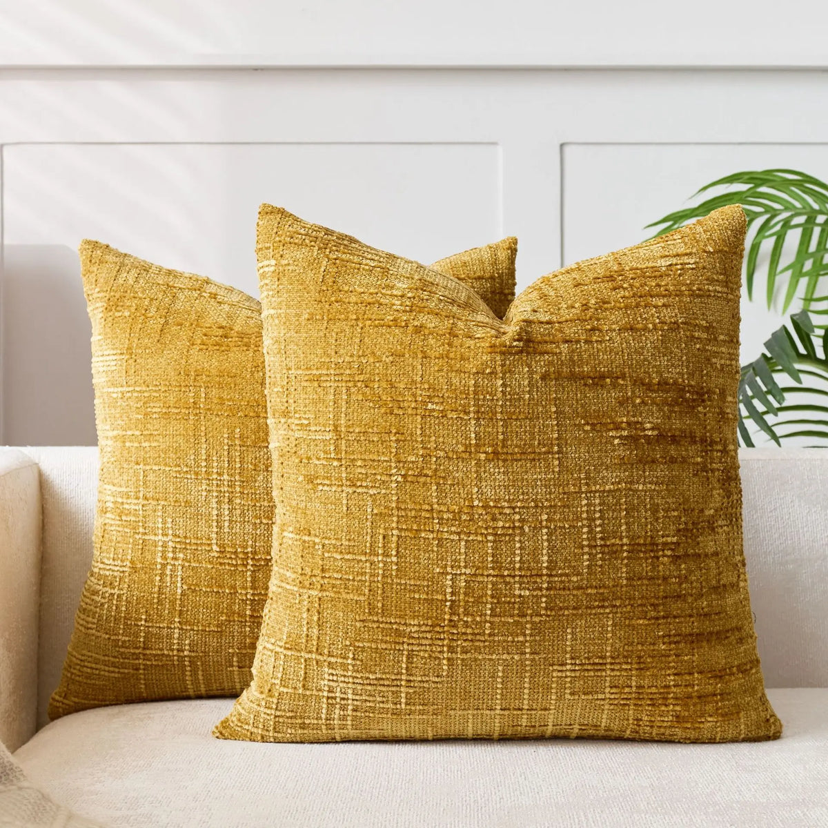 Housse de coussin en chenille, texture bambou, unie, 40, pour canapé et chambre | Sansoti
