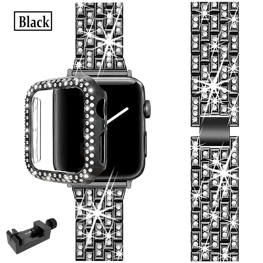 Smartwatch Bandje met Kristallen Edelstaal Verstelbaar Luxe Horloge Band Sparkle Statement Accessoire | Sansoti
