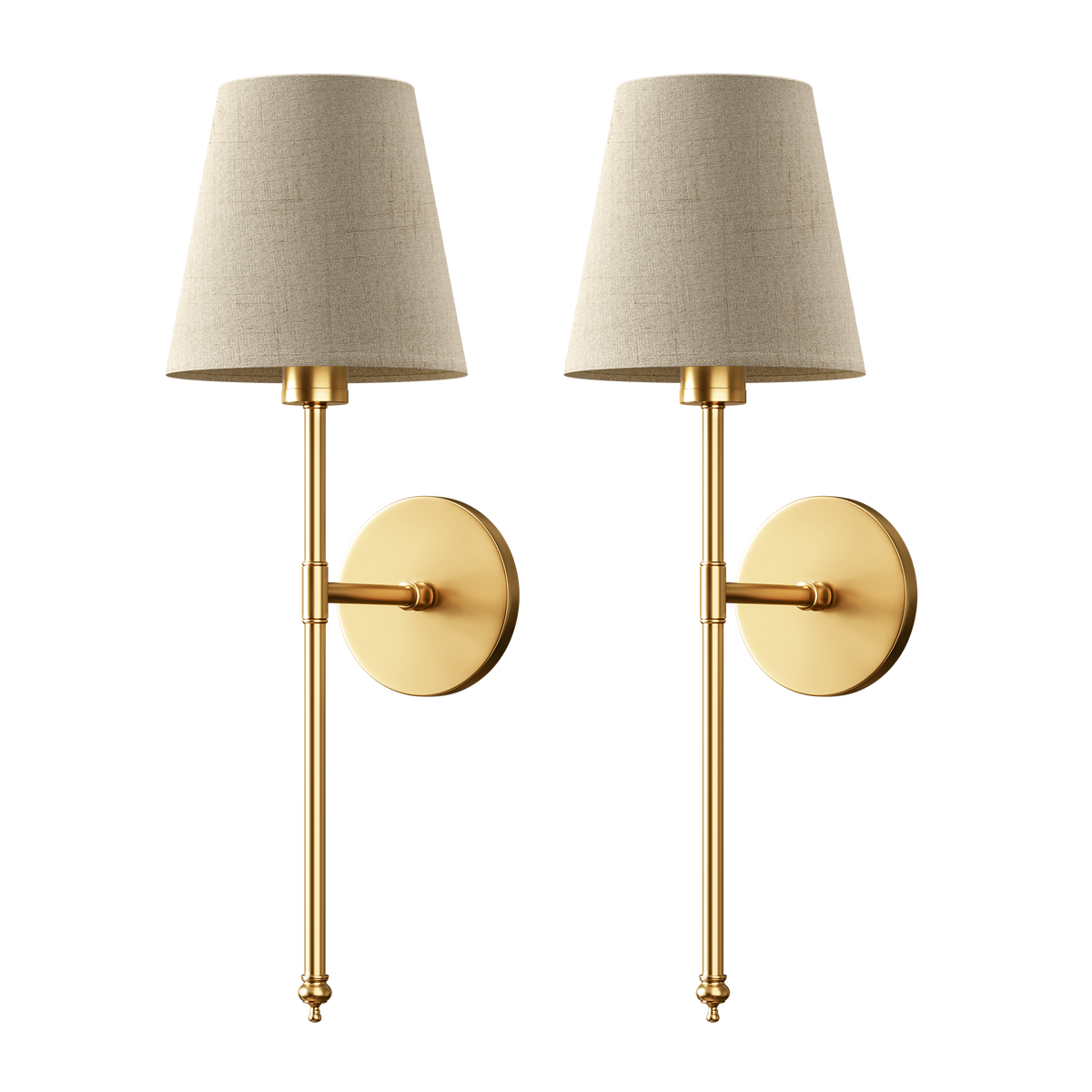 Applique Murale Or Abat-jour Lin Set de 2 Sans Fil Télécommande Dimmable RGB Chambre Salon | Sansoti