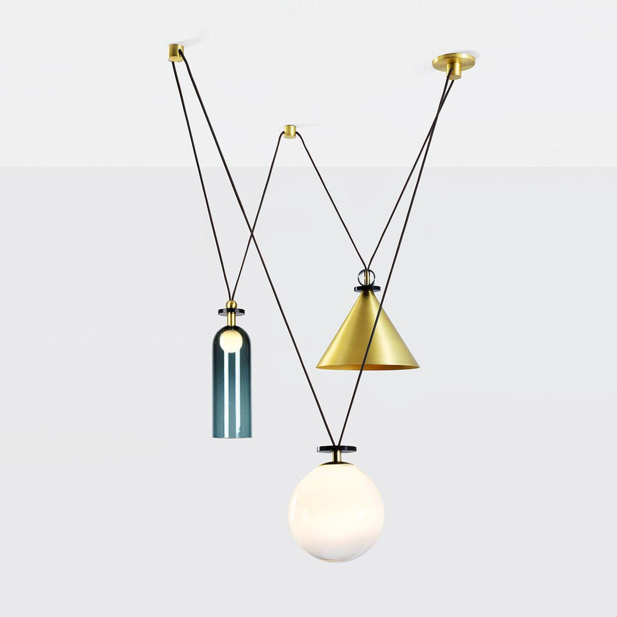 Modular geometric chandelier with abstract shapes | Sansoti