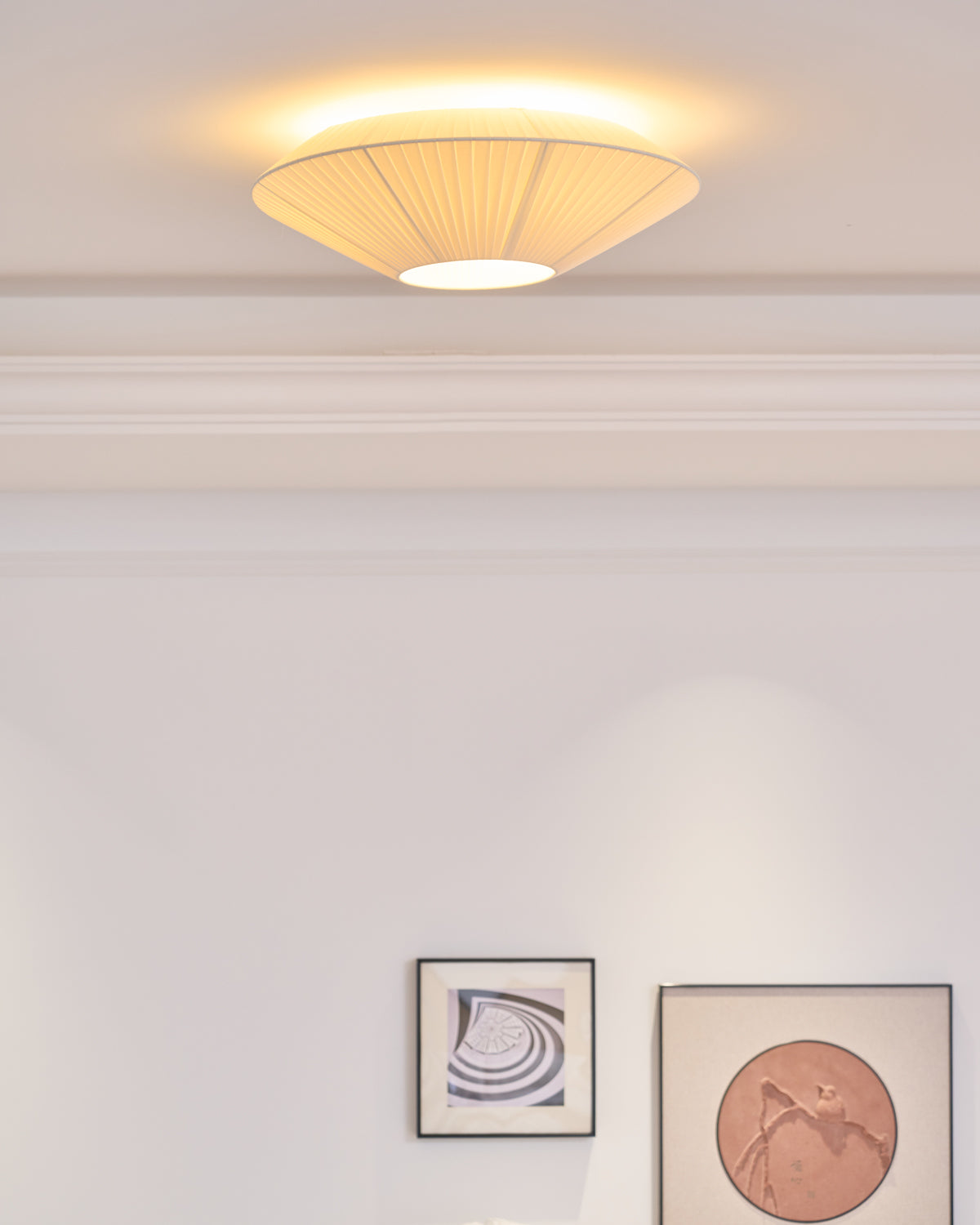 Ceiling Lamp Oriental Style Fabric Shade Soft Lighting for Dining Room Living Room Dimmable 3 Sizes | Sansoti