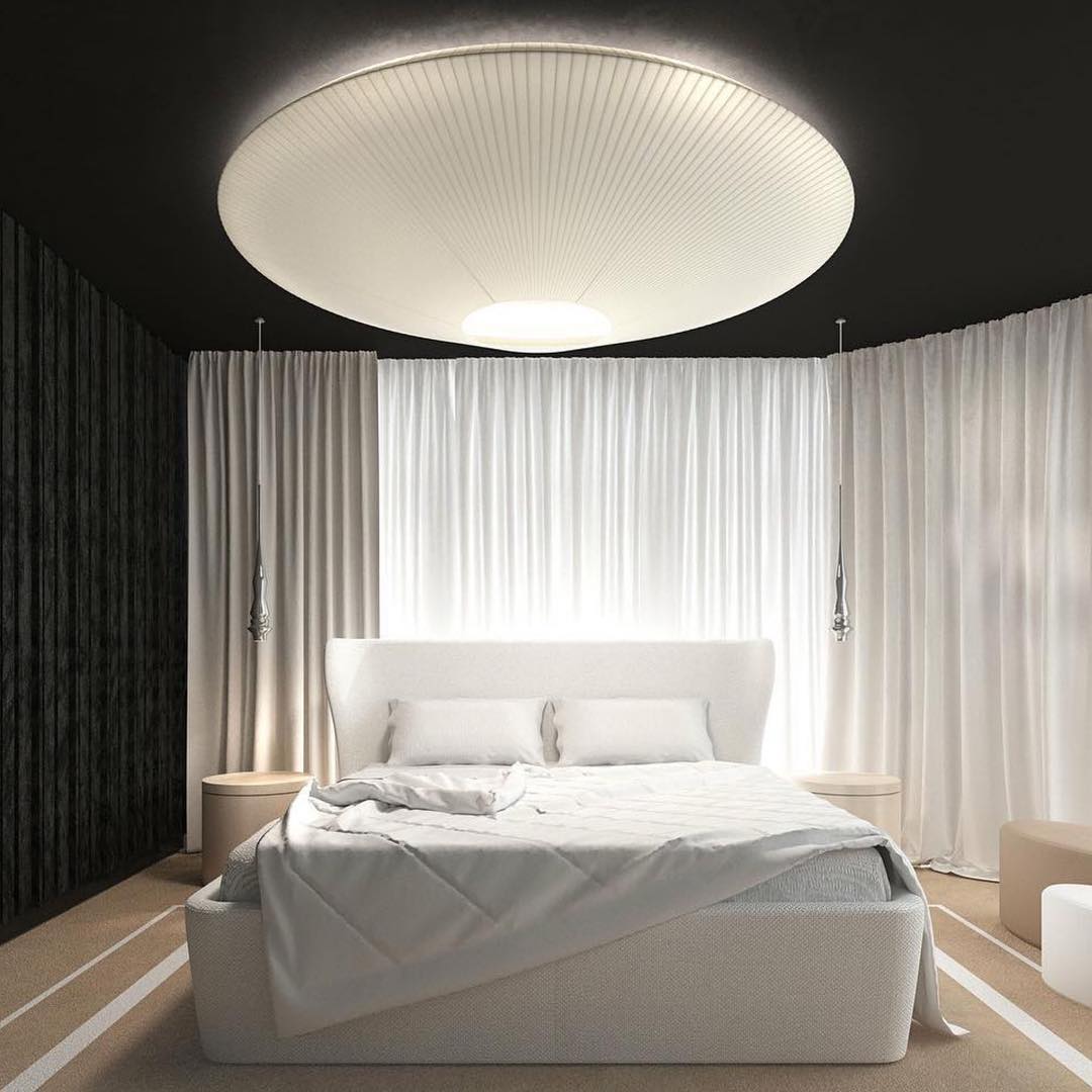 Ceiling Lamp Oriental Style Fabric Shade Soft Lighting for Dining Room Living Room Dimmable 3 Sizes | Sansoti