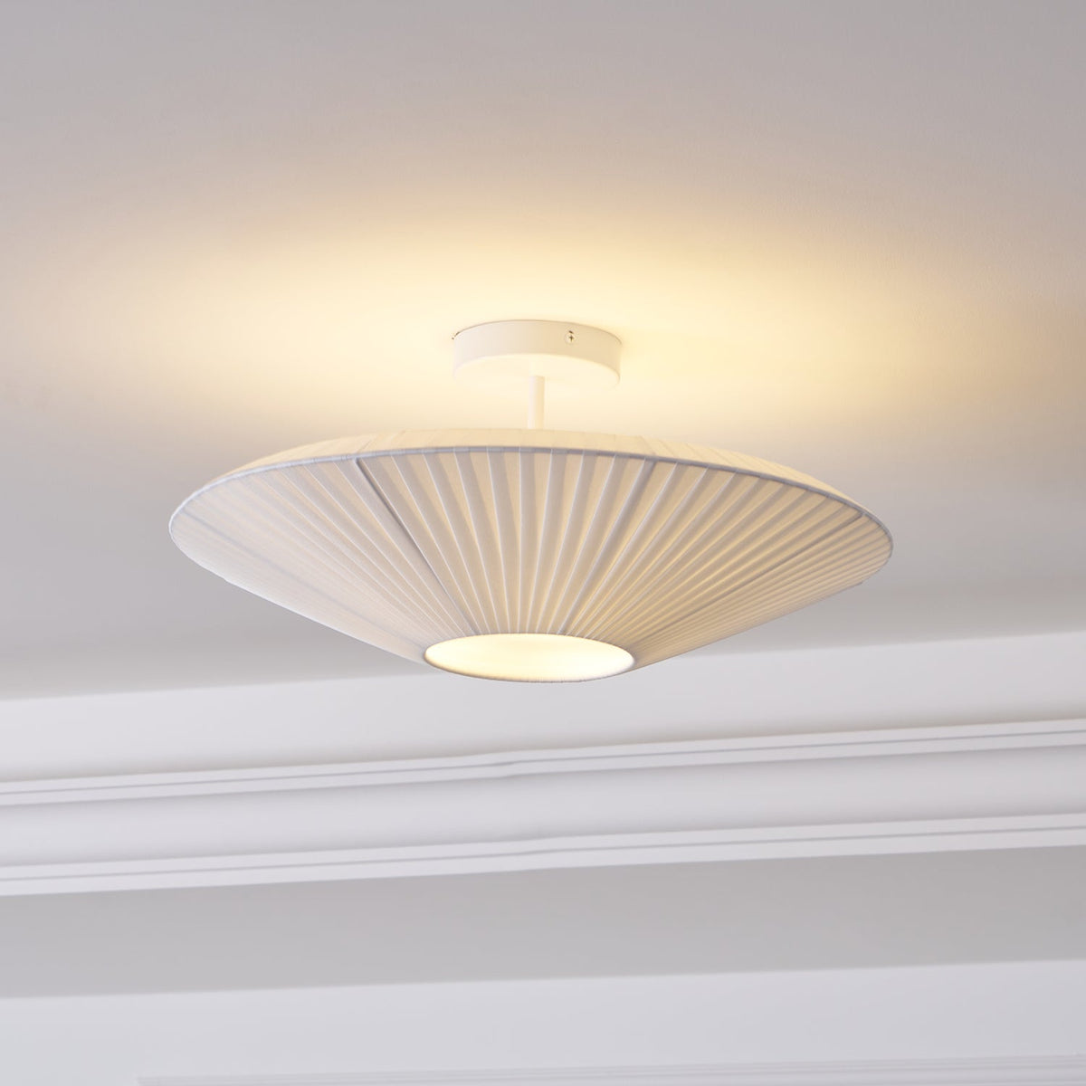 Ceiling Lamp Oriental Style Fabric Shade Soft Lighting for Dining Room Living Room Dimmable 3 Sizes | Sansoti