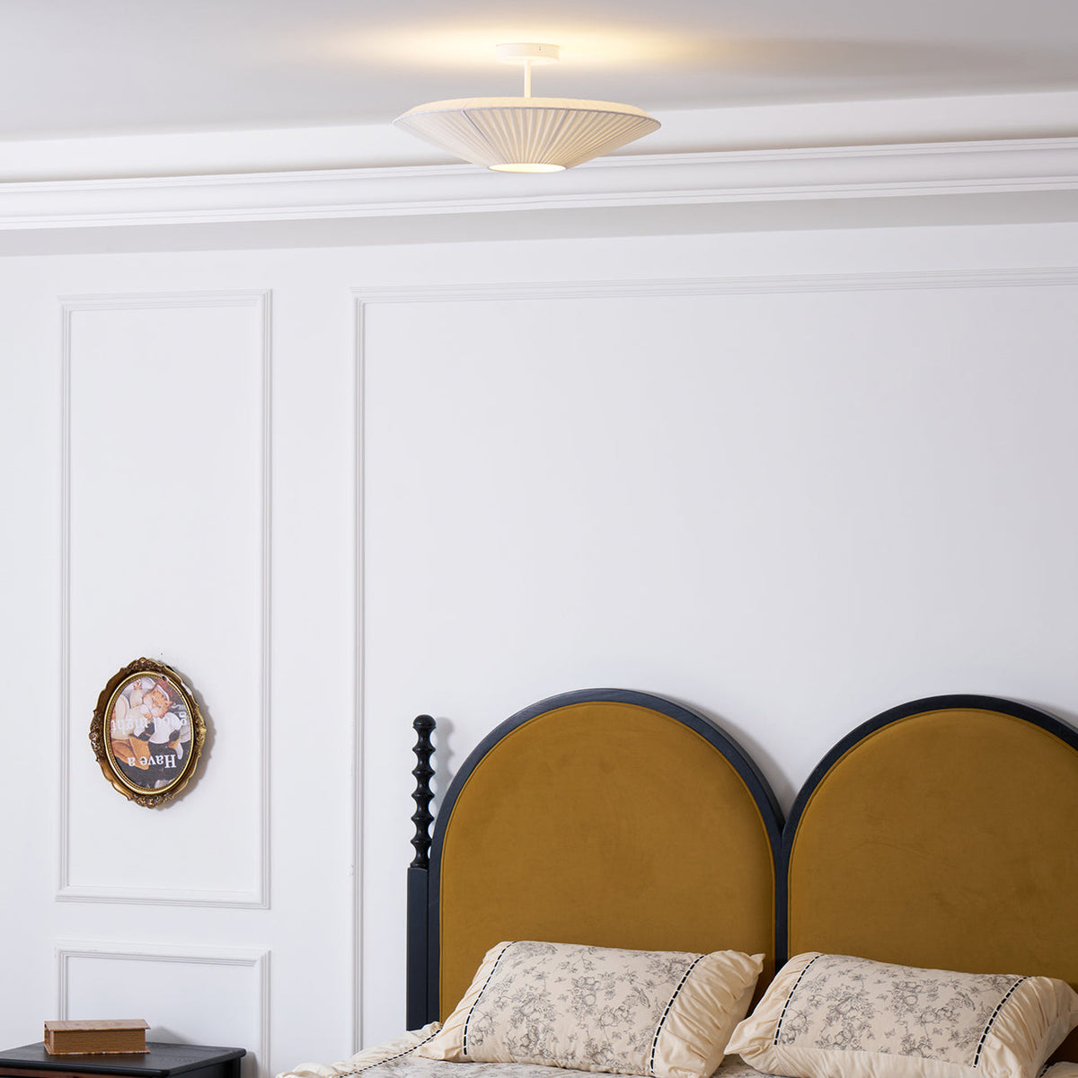 Ceiling Lamp Oriental Style Fabric Shade Soft Lighting for Dining Room Living Room Dimmable 3 Sizes | Sansoti