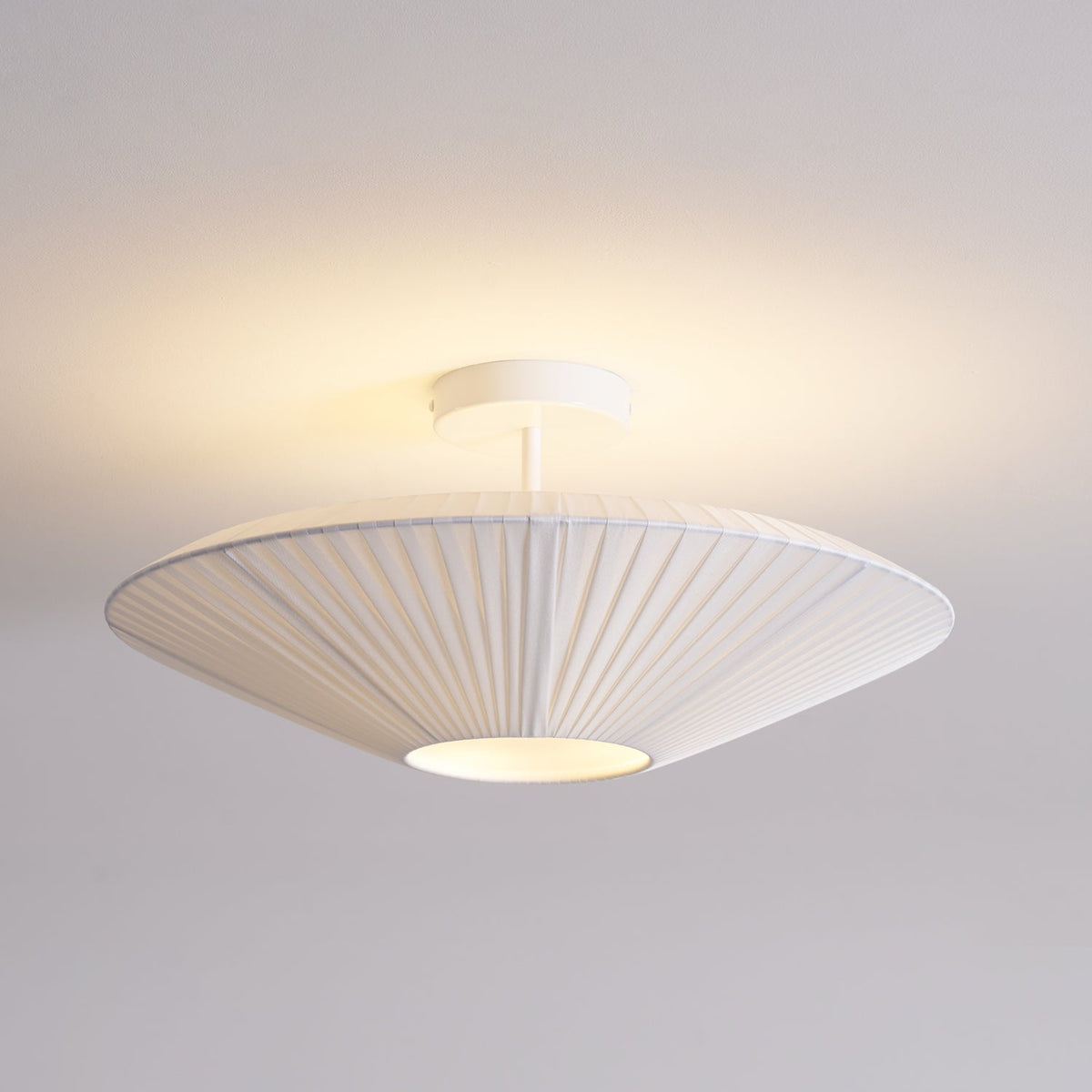 Ceiling Lamp Oriental Style Fabric Shade Soft Lighting for Dining Room Living Room Dimmable 3 Sizes | Sansoti