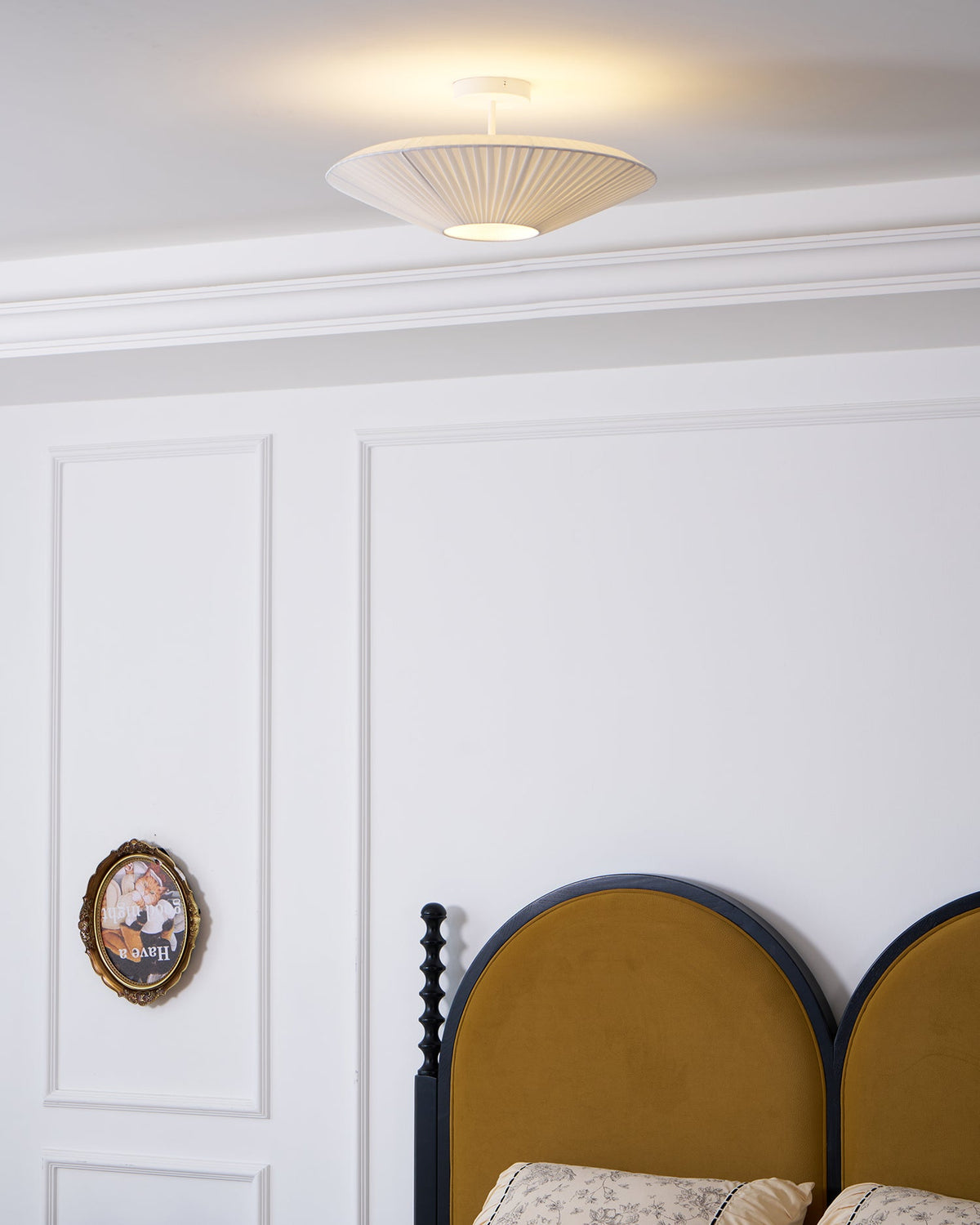 Ceiling Lamp Oriental Style Fabric Shade Soft Lighting for Dining Room Living Room Dimmable 3 Sizes | Sansoti