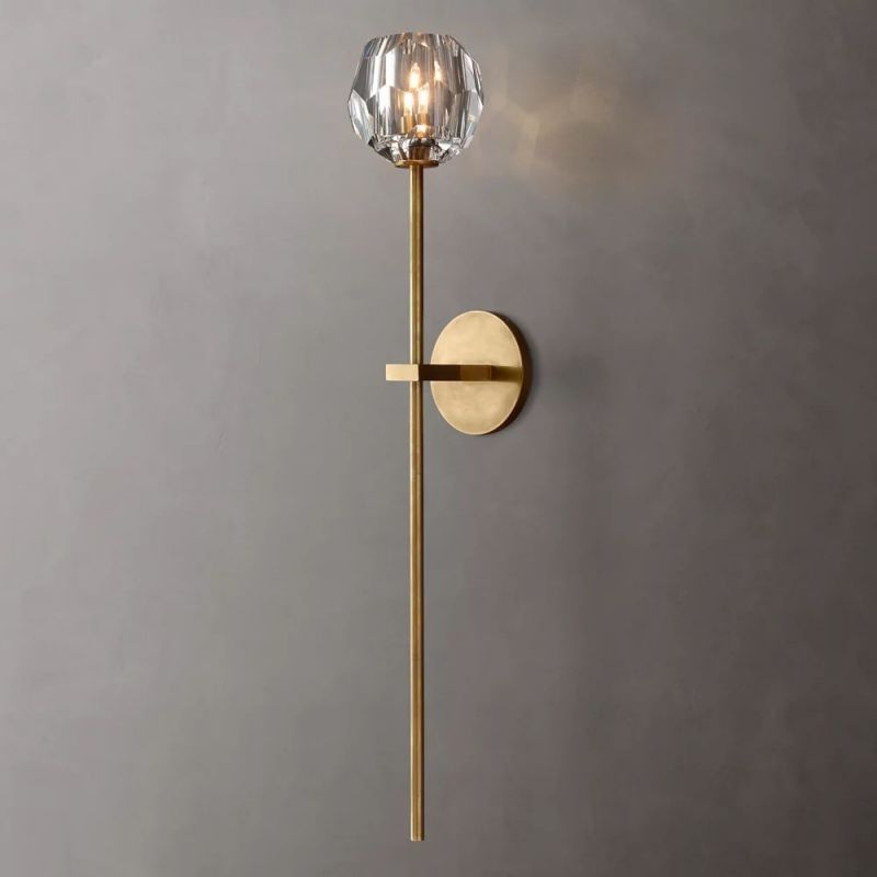 Kristallen Wandlamp met Glazen Bol en Messing Afwerking voor Sfeervolle Woonkamer Slaapkamer Entree Verlichting | Sansoti