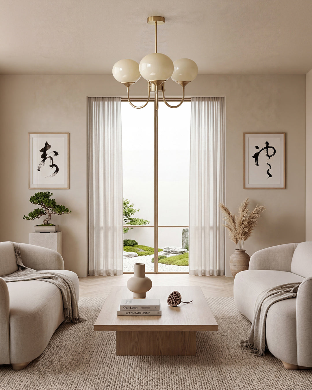 Mid-Century Glass Chandelier with Globe Shades and Polished Metal Finish – Available in Copper and Chrome with Colored Glass – 3 or 5 Arms with Adjustable Rod System | Sansoti