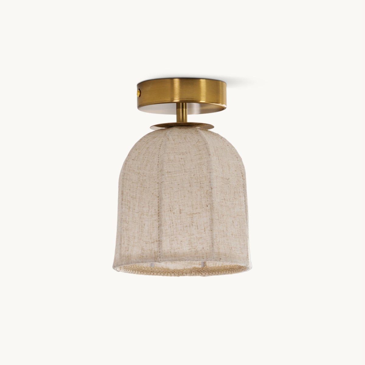 Linen Ceiling Lamp with Golden Iron Frame Rustic Design Warm Ambient Light for Bedroom Living Room Hall Entrance Country Style | Sansoti