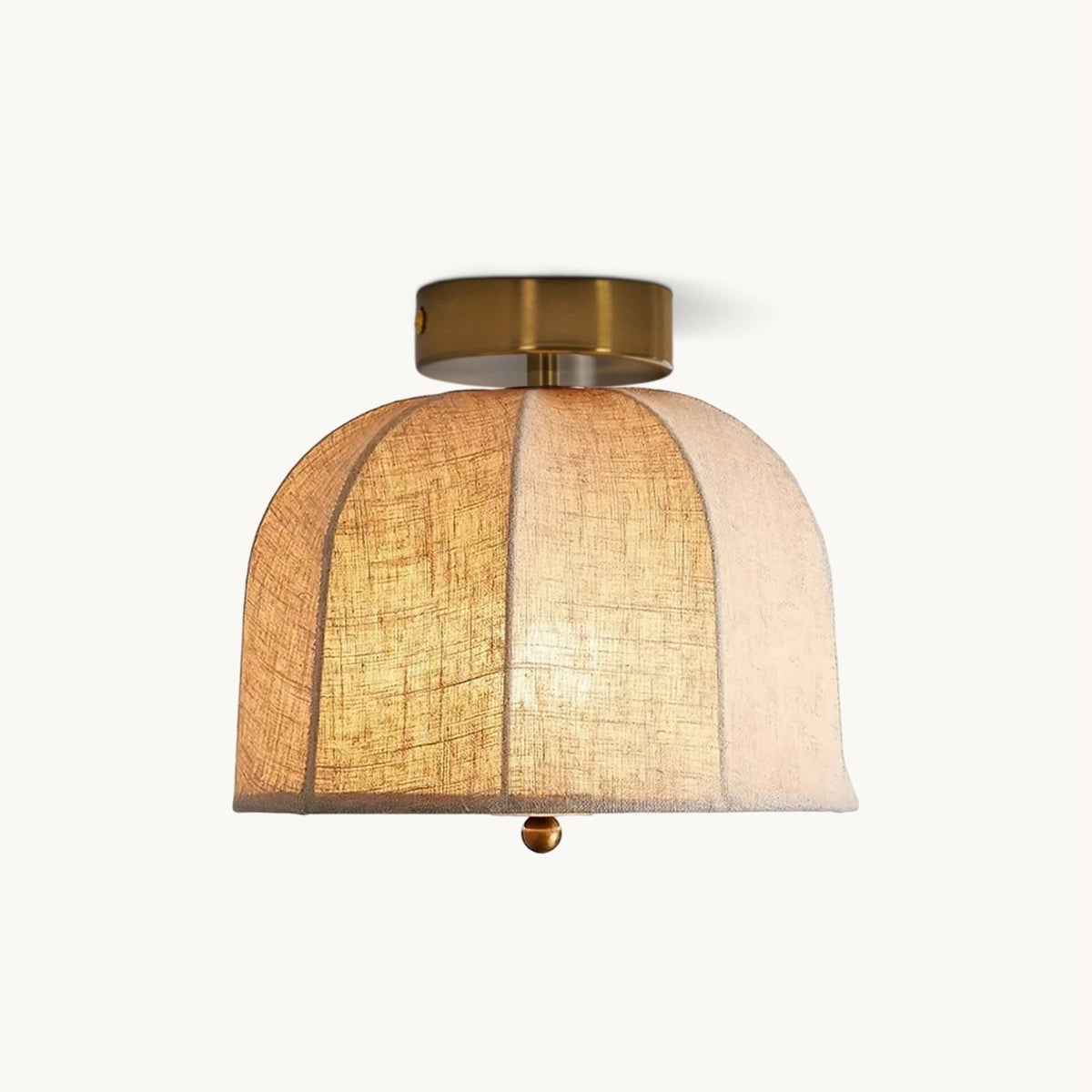 Linen Ceiling Lamp with Golden Iron Frame Rustic Design Warm Ambient Light for Bedroom Living Room Hall Entrance Country Style | Sansoti