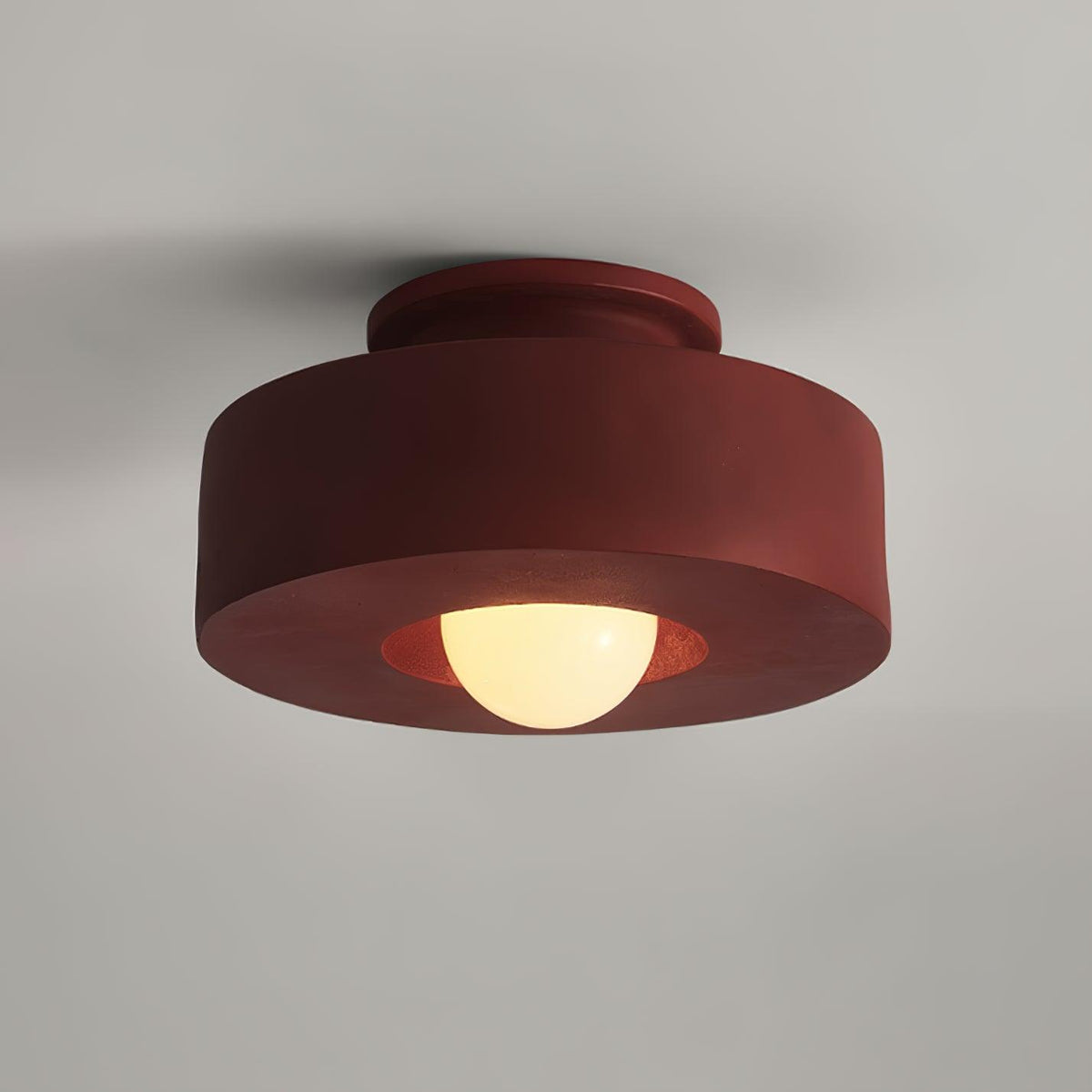 Simon ceiling lamp with stacked cylindrical shapes, resin, available in red, green and black, E26 E27 socket, Ø30×15cm, minimalist design, geometric sculptural lighting element | Sansoti