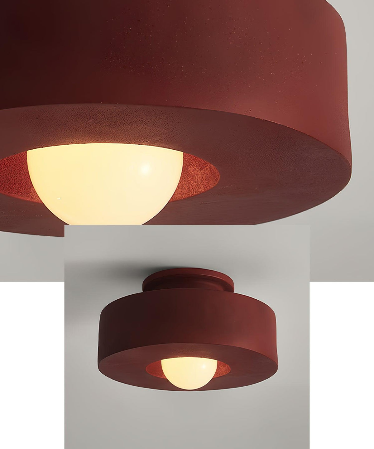 Simon ceiling lamp with stacked cylindrical shapes, resin, available in red, green and black, E26 E27 socket, Ø30×15cm, minimalist design, geometric sculptural lighting element | Sansoti