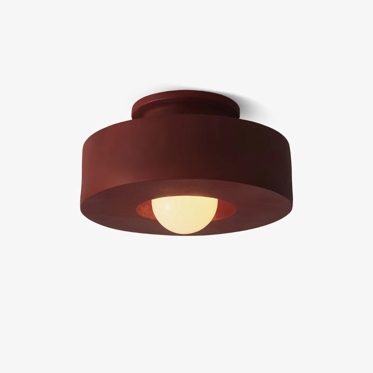 Simon ceiling lamp with stacked cylindrical shapes, resin, available in red, green and black, E26 E27 socket, Ø30×15cm, minimalist design, geometric sculptural lighting element | Sansoti