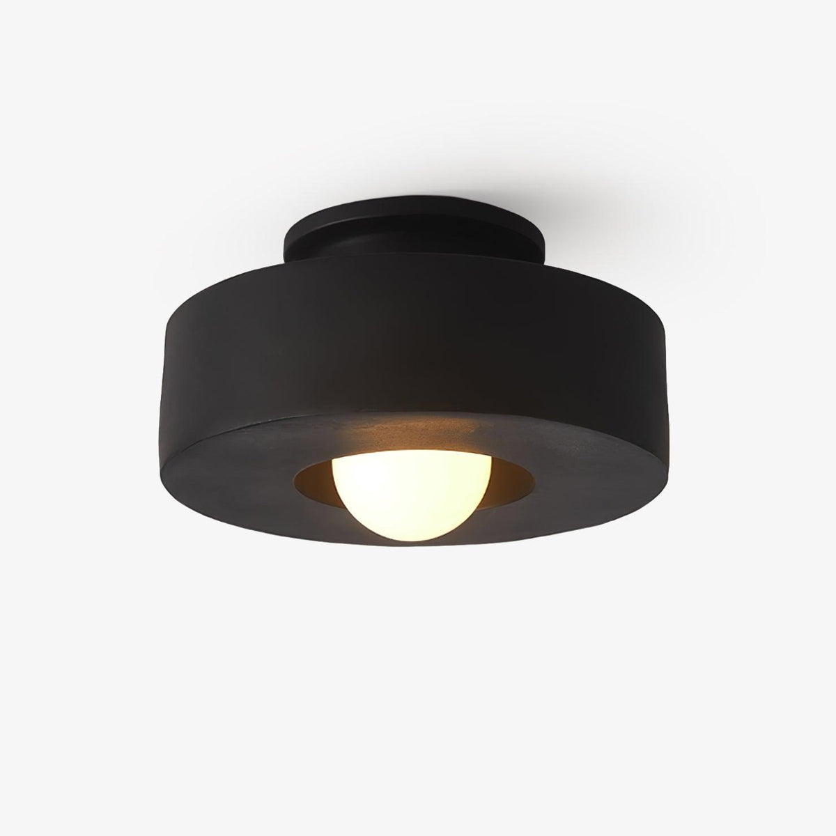 Simon ceiling lamp with stacked cylindrical shapes, resin, available in red, green and black, E26 E27 socket, Ø30×15cm, minimalist design, geometric sculptural lighting element | Sansoti