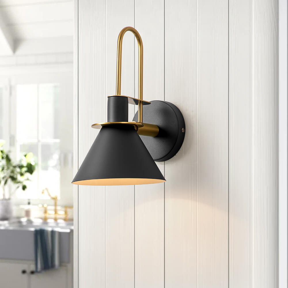 Wall Lamp Cone Black White Green Brass 31cm E26 Mid-Century Bedroom Entrance Hall Dining Room Vintage Wall Spot Staircase Retro | Sansoti