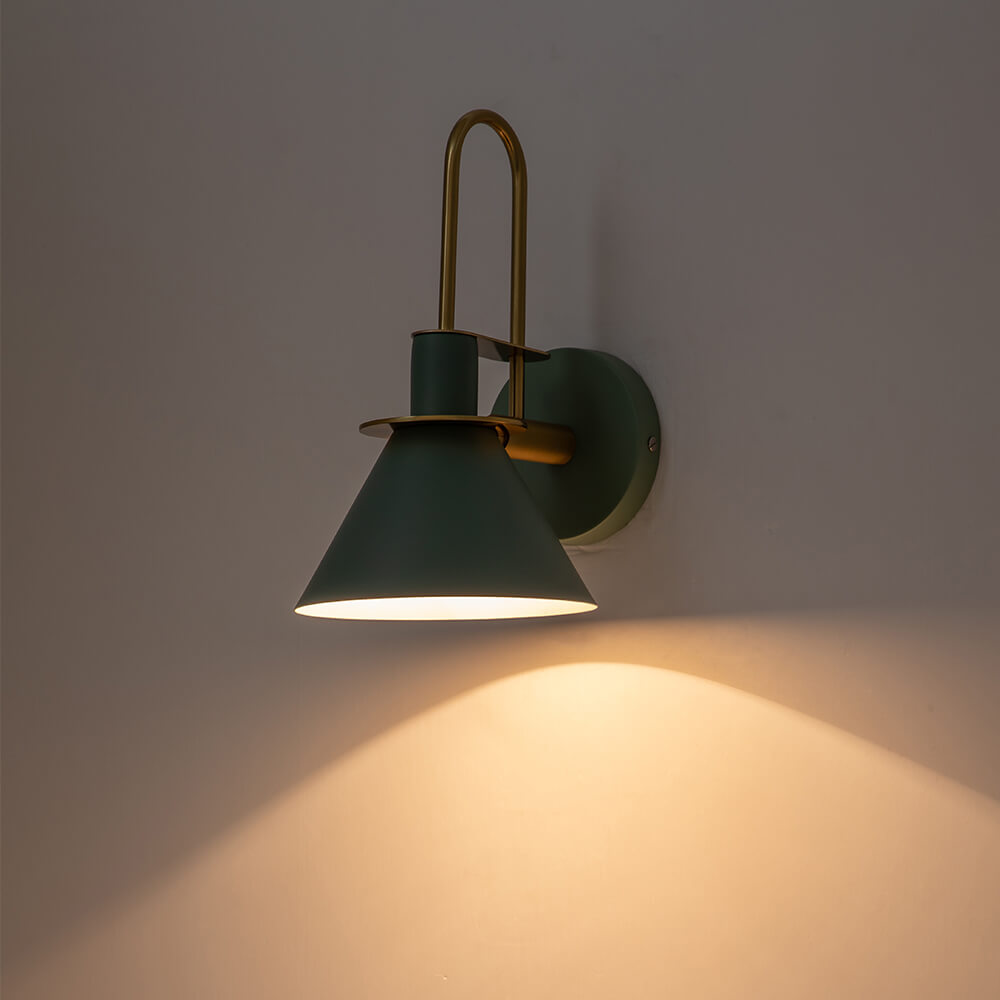 Wall Lamp Cone Black White Green Brass 31cm E26 Mid-Century Bedroom Entrance Hall Dining Room Vintage Wall Spot Staircase Retro | Sansoti