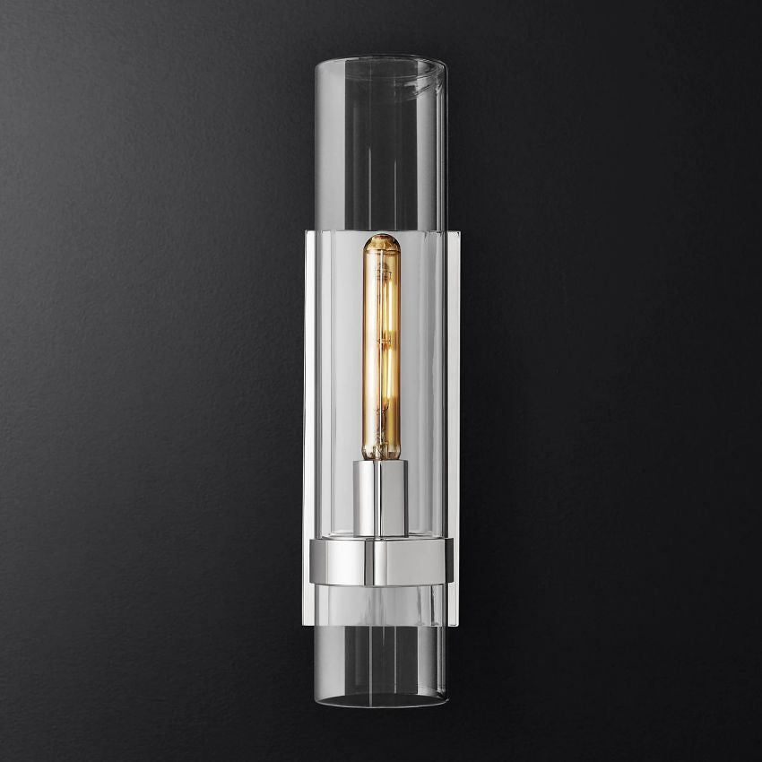 Wandlamp Glas Staal met Kaarseffect LED Dimbaar Rustiek Moderne Wandverlichting voor Slaapkamer Gang Woonkamer | Sansoti