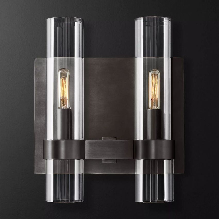 Wandlamp Glas Staal met Kaarseffect LED Dimbaar Rustiek Moderne Wandverlichting voor Slaapkamer Gang Woonkamer | Sansoti